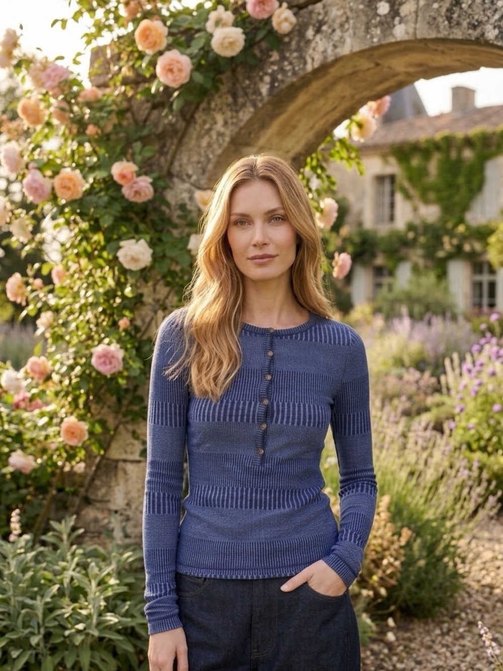 New rag & bone The Knit Two Tone Henley Tee Top